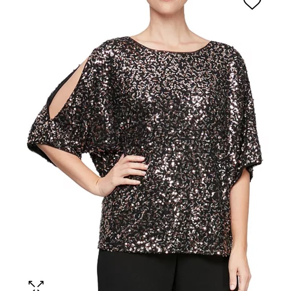 Alex Evenings Sequin Black Women's top - Picture 5 of 5